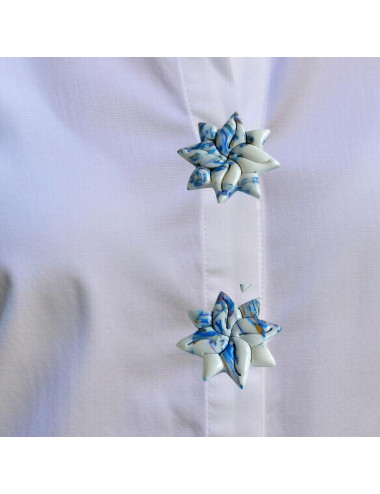 Cache bouton chemise - étoile bleu