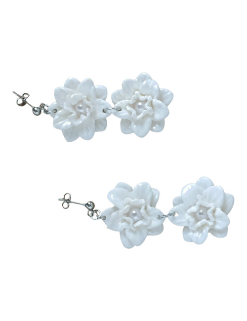 boucles d'oreilles mariée- grappe de fleurs
