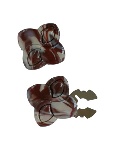 Cache bouton chemise - trèfle marron