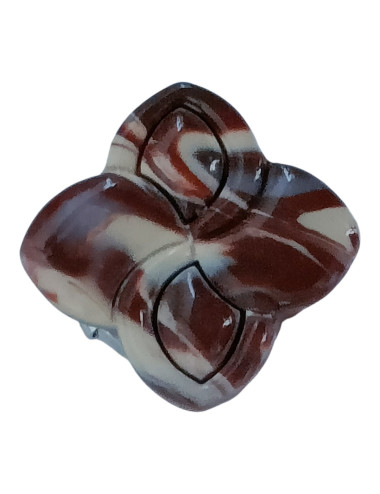 Cache bouton chemise - trèfle marron