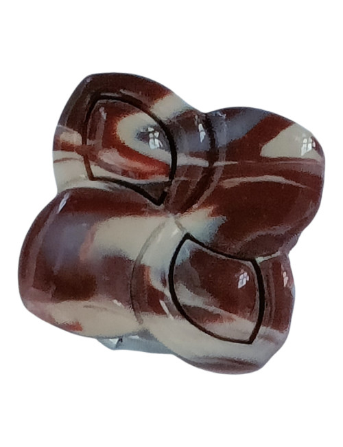 Cache bouton chemise - trèfle marron