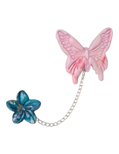 Broche Papillon & Fleur
