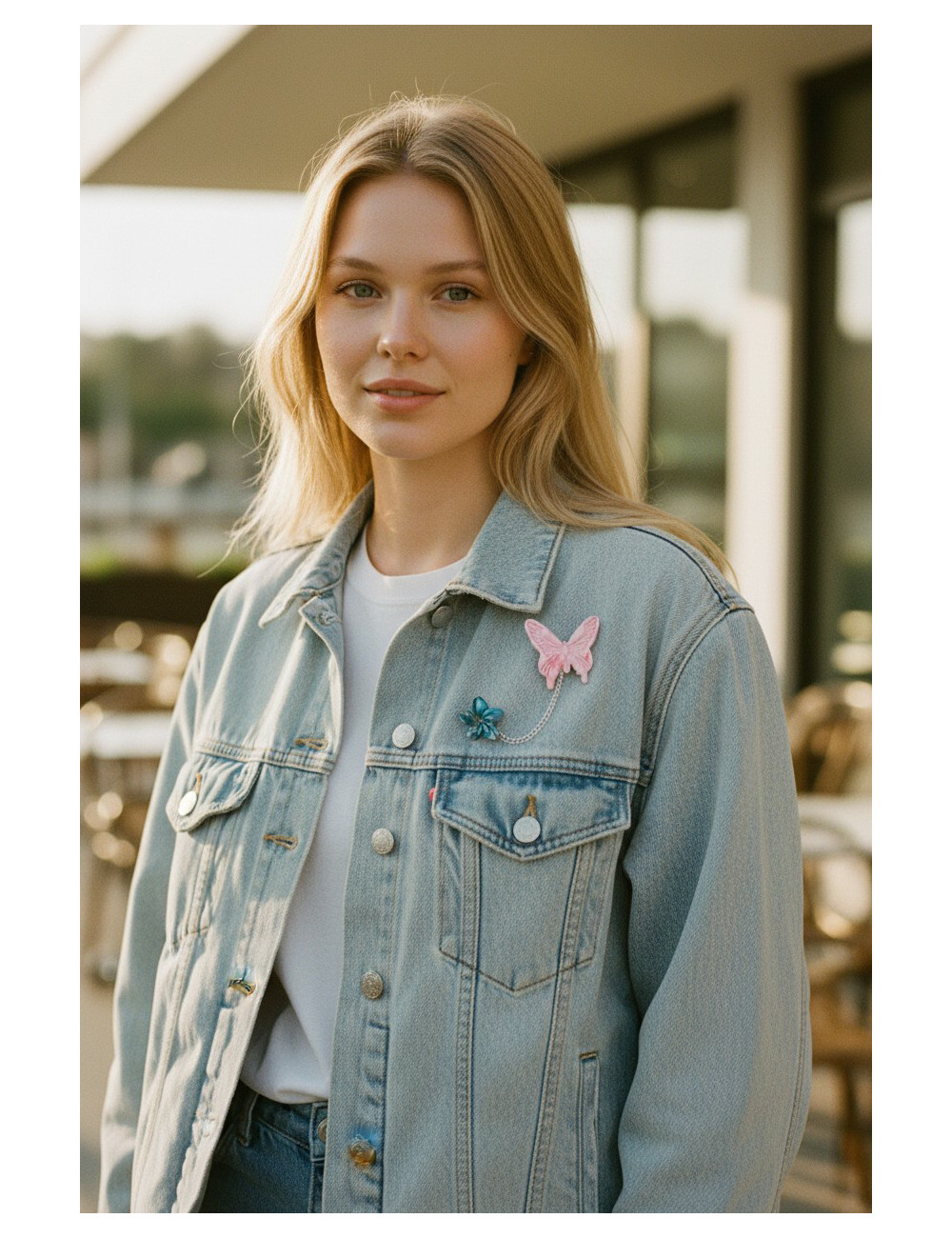 Broche Papillon & Fleur