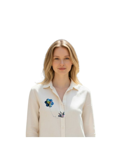 Broche fleur et Colombe