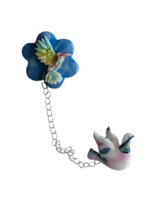 Broche fleur et Colombe