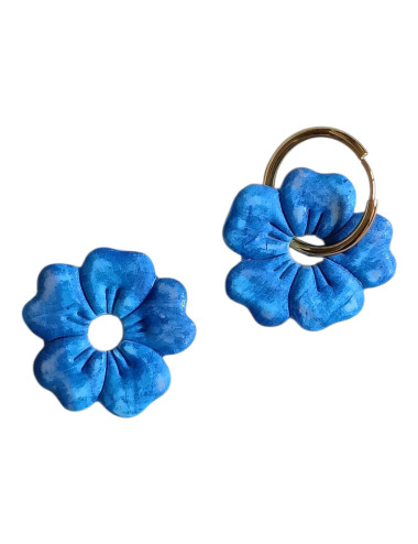 Boucles d'oreilles interchangeable - fleur marine