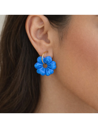 Boucles d'oreilles interchangeable - fleur marine