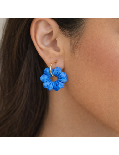 boucles d'oreilles interchangeable - Fleur Marine