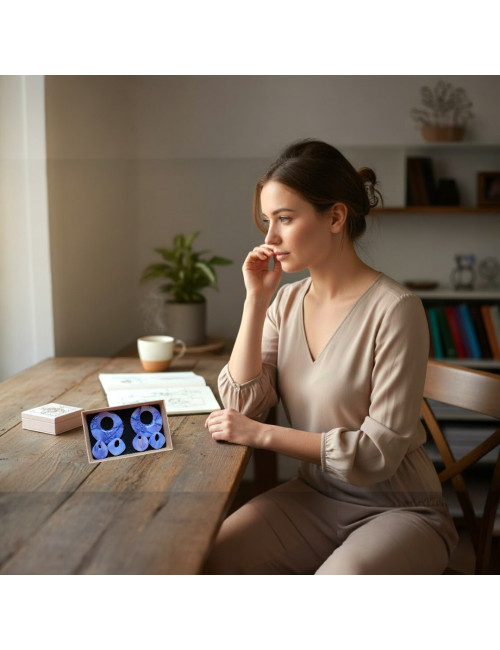 Boucles d'oreilles interchangeable - Set printemps bleu violet