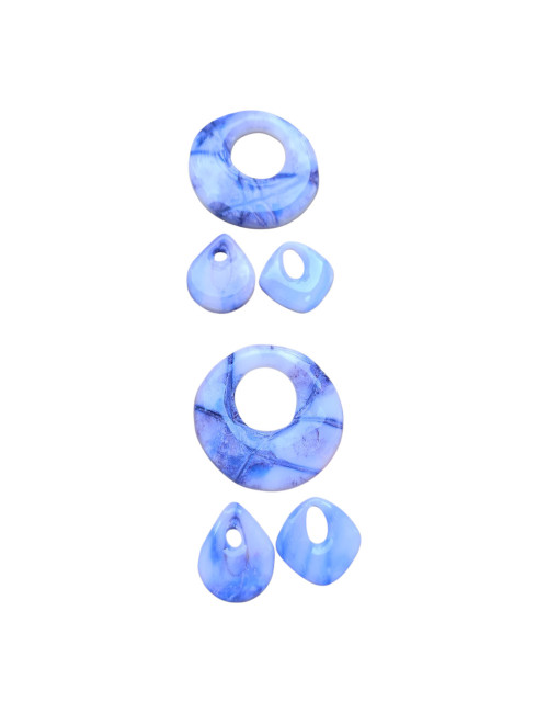 Boucles d'oreilles interchangeable - Set printemps bleu violet