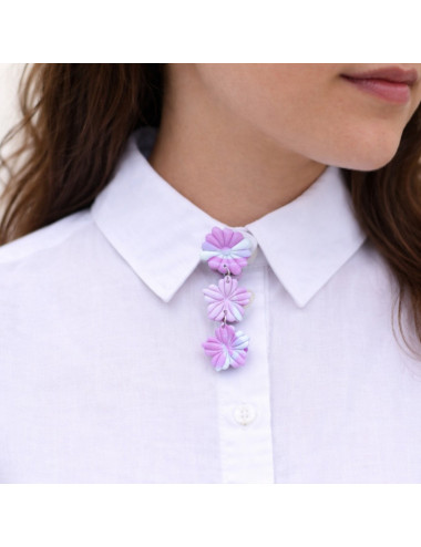 cache bouton chemise - cascade fleurs pastel