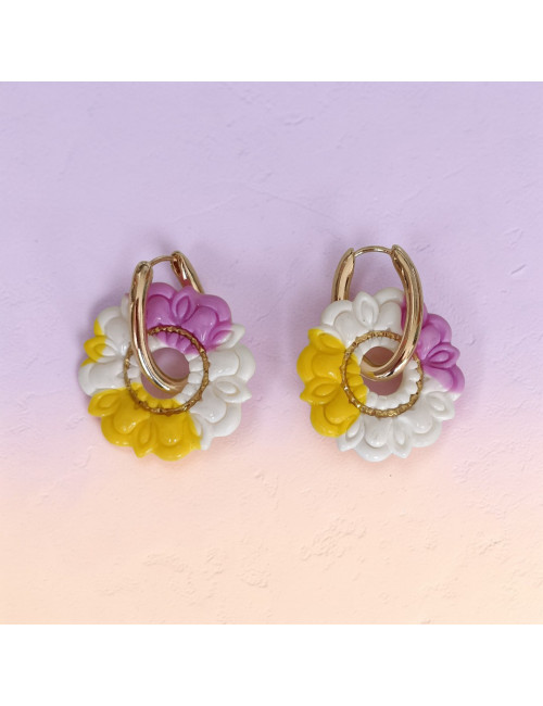 Boucles d'oreilles interchangeable -Fleur