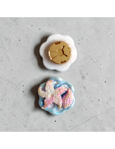Cache bouton chemise - coquillages