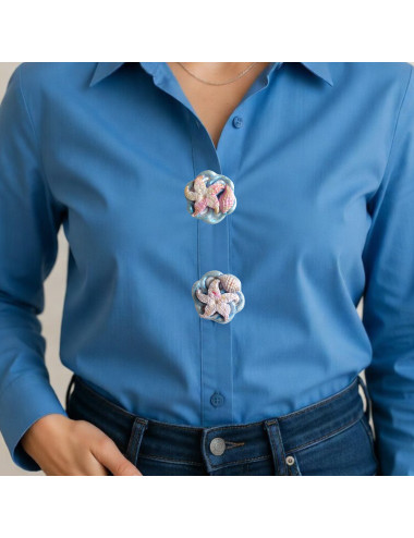 Cache bouton chemise - coquillages