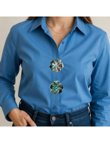 Cache bouton chemise - fleur