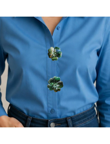 Cache bouton chemise - fleur