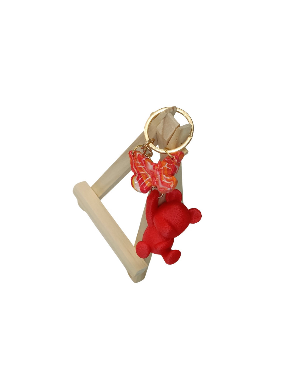 Porte-clé Ourson & Papillon Rose