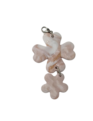 Brume Rosée – Charme trèfles marbrée rose et or