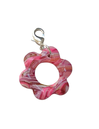 Charme - fleurs fantaisie rose marbré