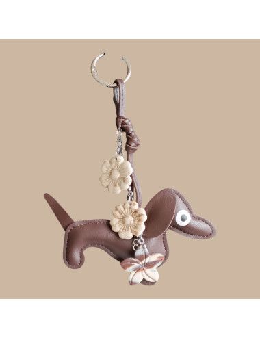 Box bijoux sac et porte clés teckel Fleurissent