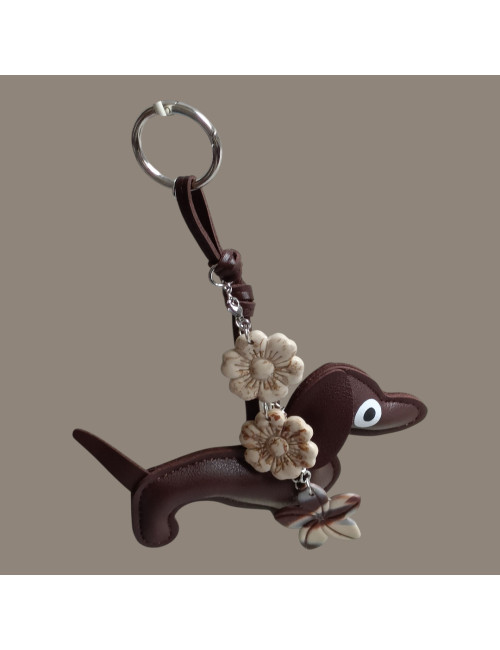 Box  bijoux sac et porte clés teckel Fleurissent