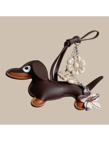 Box bijoux sac et porte clés teckel Fleurissent