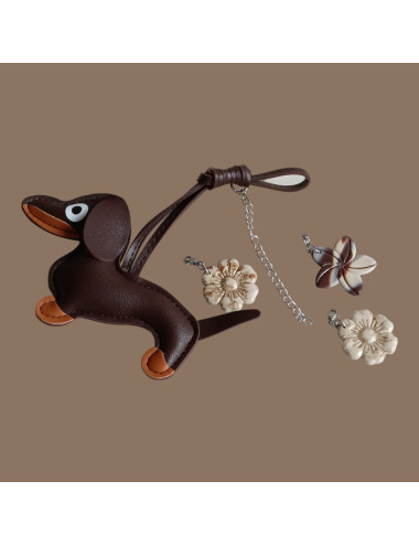 Box bijoux sac et porte clés teckel Fleurissent